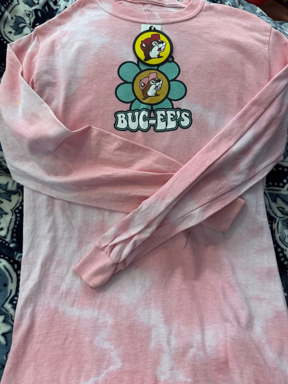 Buc-ee's Kids Pink Tie-Dye Long Sleeve Tee